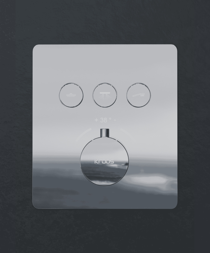 Sirius Duschsystem mit LED-Einbau-Regenbrause und Thermostat, Decke, Chrom