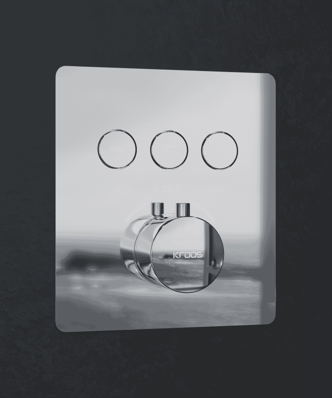 Sirius Duschsystem mit LED-Einbau-Regenbrause und Thermostat, Decke, Chrom