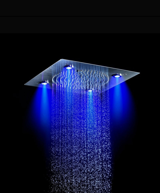 Sirius Duschsystem mit LED-Einbau-Regenbrause und Thermostat, Decke, Chrom