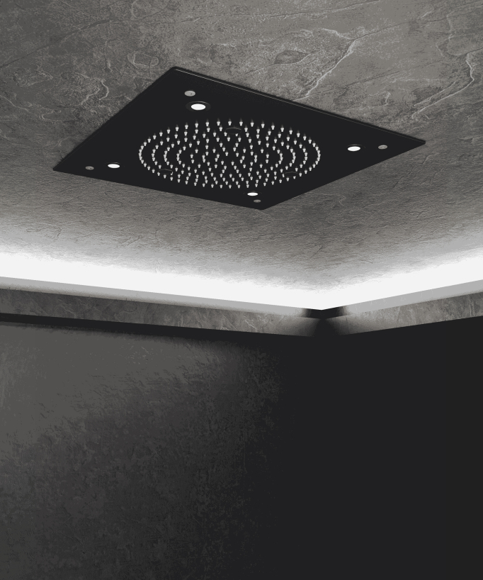 Sirius Unterputz-Duschset mit LED-Regenbrause für Deckenmontage, Thermostatarmatur