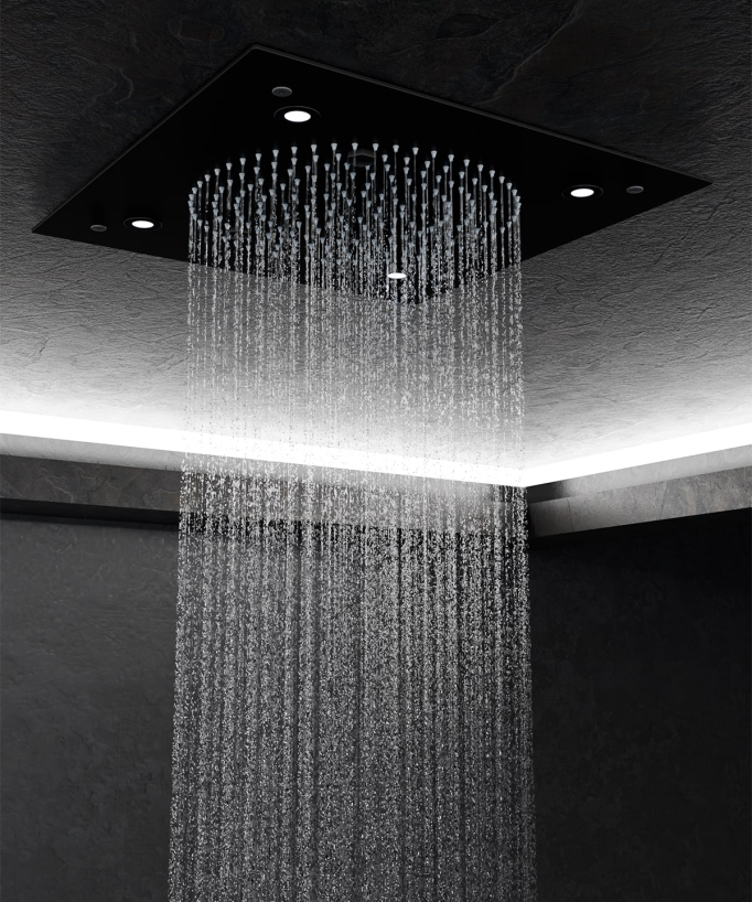 Sirius Unterputz-Duschset mit LED-Regenbrause für Deckenmontage, Thermostatarmatur