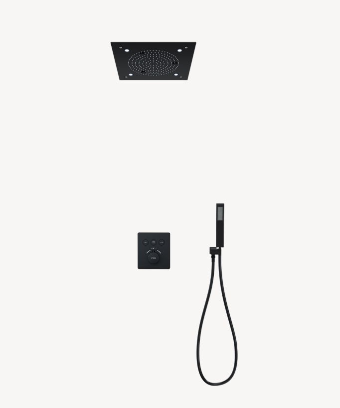 Sirius Unterputz-Duschset mit LED-Regenbrause für Deckenmontage, Thermostatarmatur