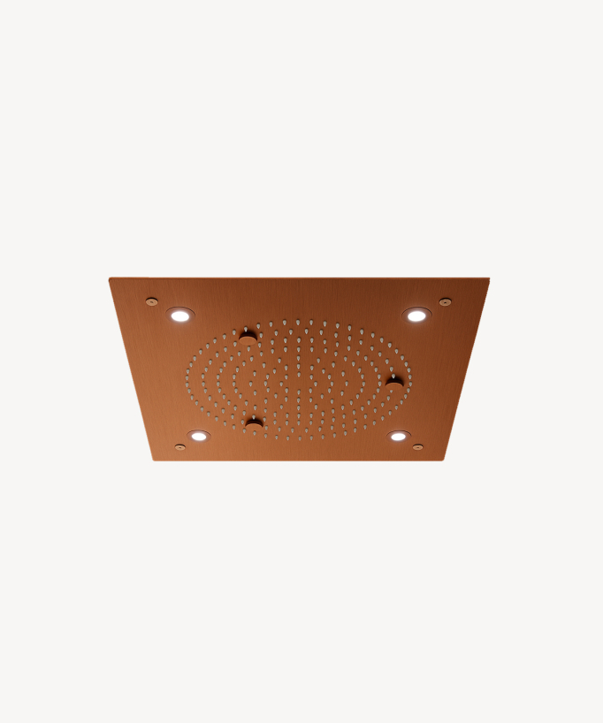 Thermostat-Duschset mit LED-Regenkopf Decken-Einbau, Gebürstetes Roségold - Sirius