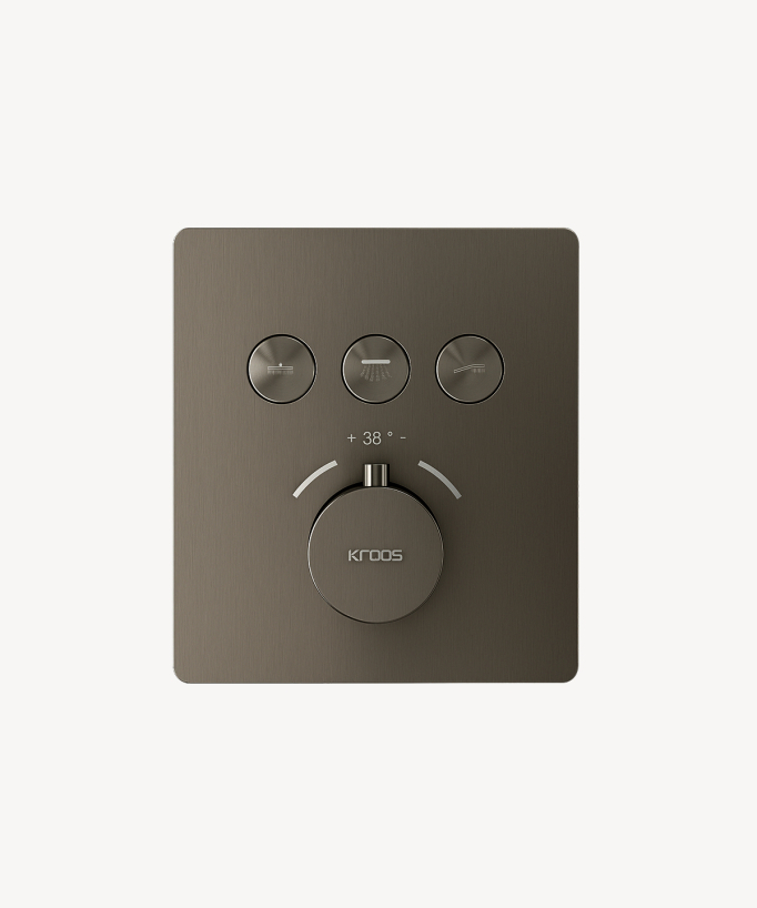 Thermostatisches Duschset mit LED-Regenbrause Einbau Decke Gunmetal - Sirius