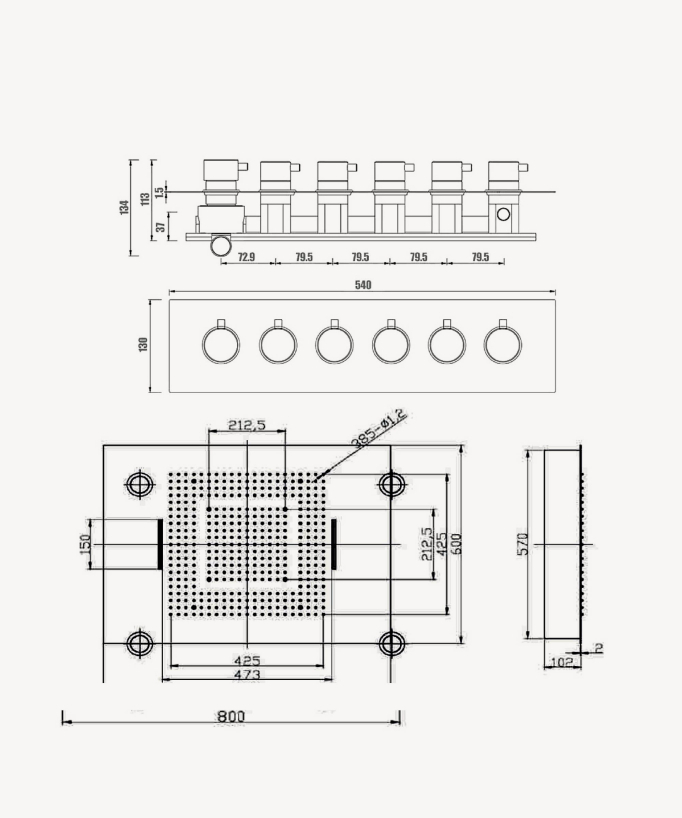 Thermostatische Duschsystem-Komposition mit LED-Regenhimmel und Chromotherapie – 80x60 cm – Weiß
