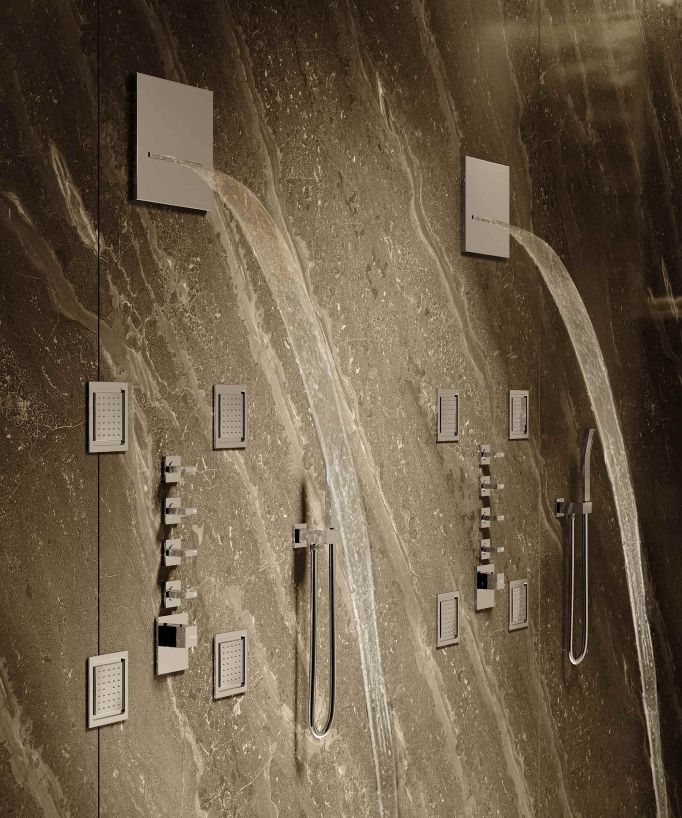 Thermostatische Duschkombination mit Regenduschkopf, Bodyjets & Wellness-Funktion - Chrom - Sirius