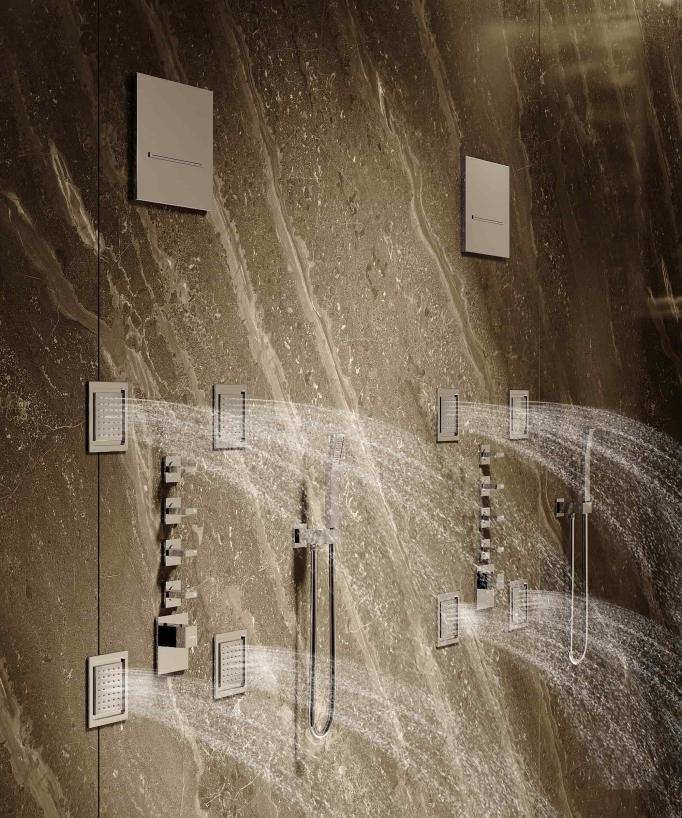 Thermostatische Duschkombination mit Regenduschkopf, Bodyjets & Wellness-Funktion - Chrom - Sirius