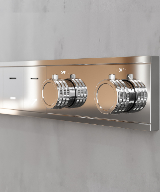 Thermostat-Duschset, LED-Regenhimmel multifunktional 70x70 cm – Chrom
