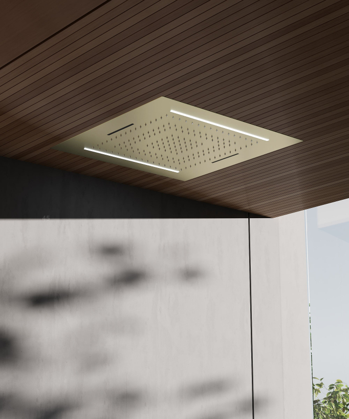 Thermostatisches Duschsystem, LED-Regenhimmel 70x70 cm, multifunktional