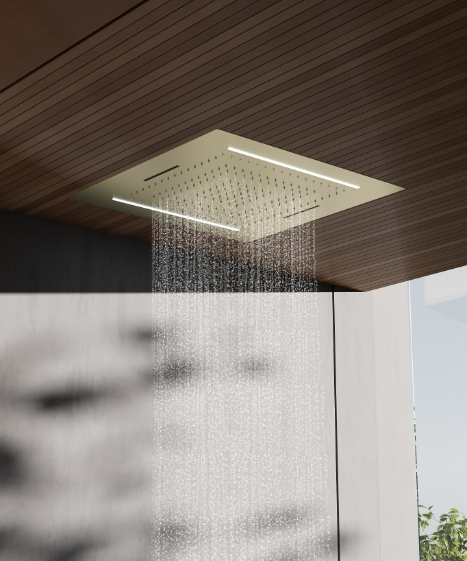 Thermostatisches Duschsystem, LED-Regenhimmel 70x70 cm, multifunktional