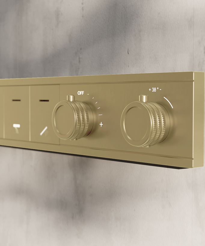 Thermostatisches Duschsystem, LED-Regenhimmel 70x70 cm, multifunktional