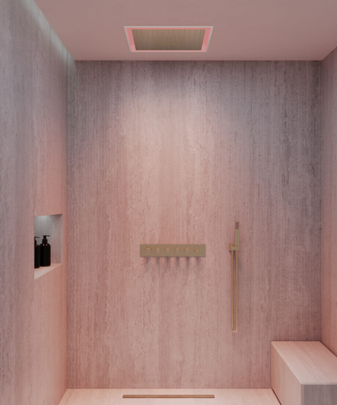 Thermostat-Duschset Wellness LED gebürstetes Gold - Sirius