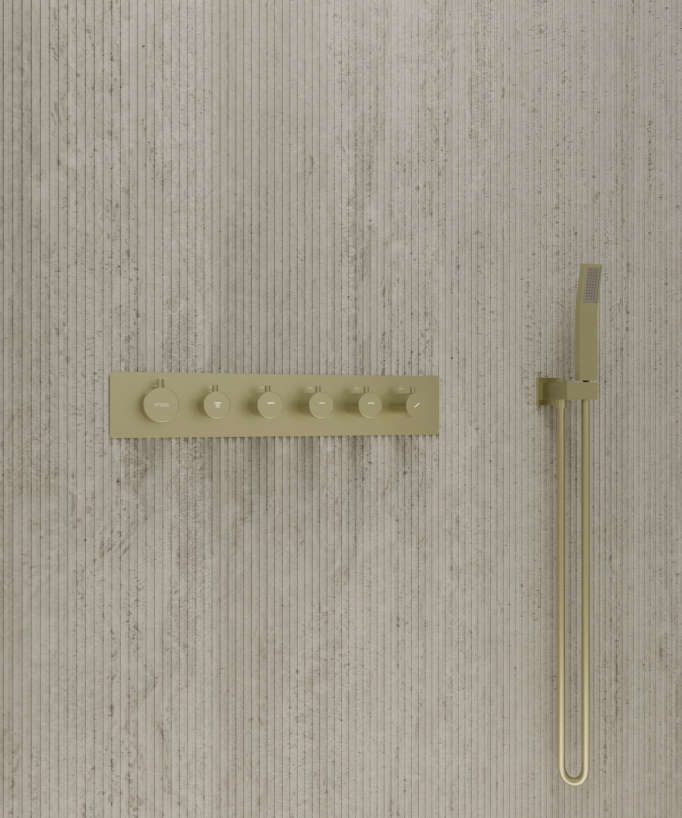 Thermostat-Duschset Wellness LED gebürstetes Gold - Sirius