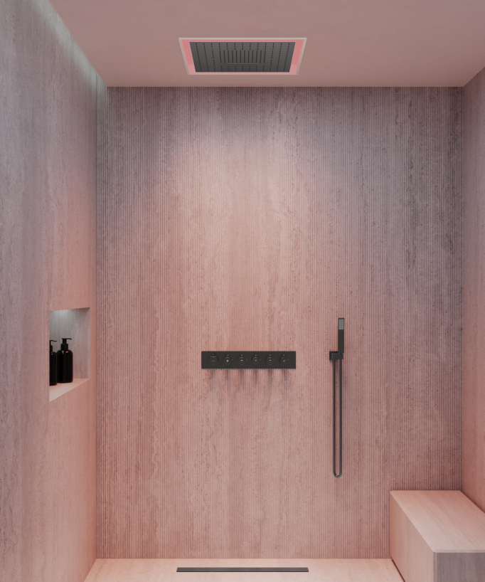 Sirius Duschsystem Unterputz mit LED-Chromotherapie – Thermostatarmatur