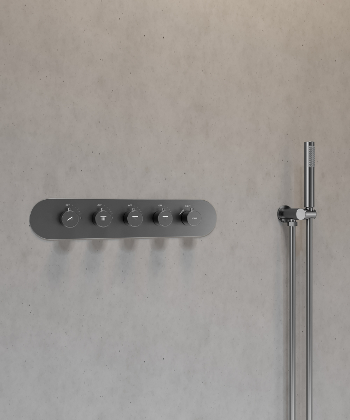 Wellness Duschsystem Unterputz mit LED Regenhimmel Gunmetal - Corbeau
