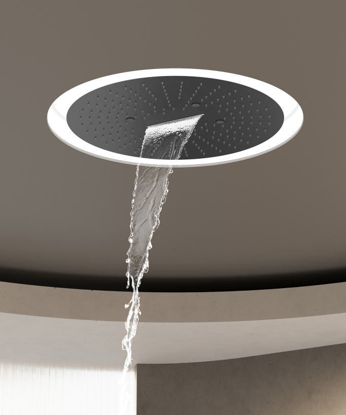 Wellness Duschsystem Unterputz mit LED Regenhimmel Gunmetal - Corbeau