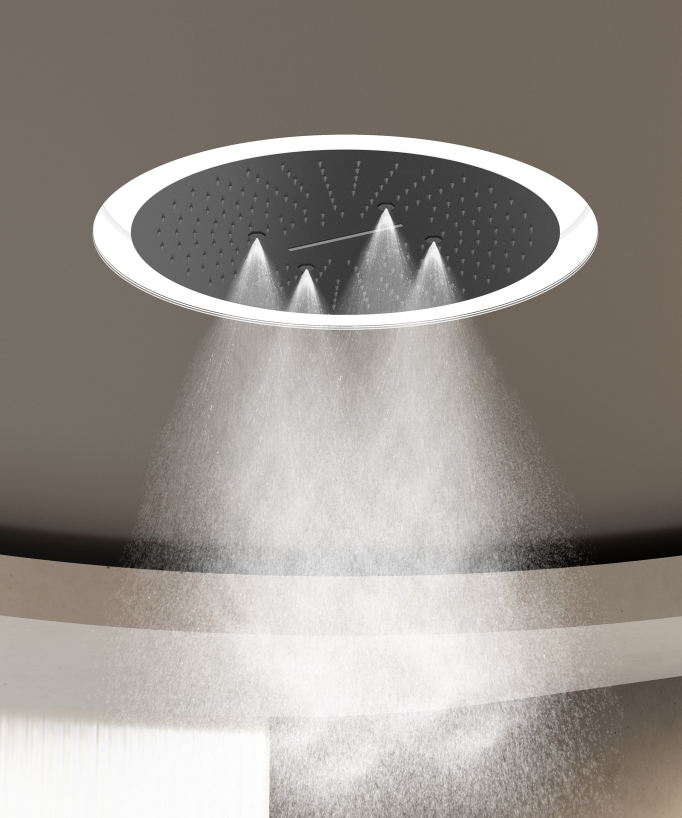 Wellness Duschsystem Unterputz mit LED Regenhimmel Gunmetal - Corbeau