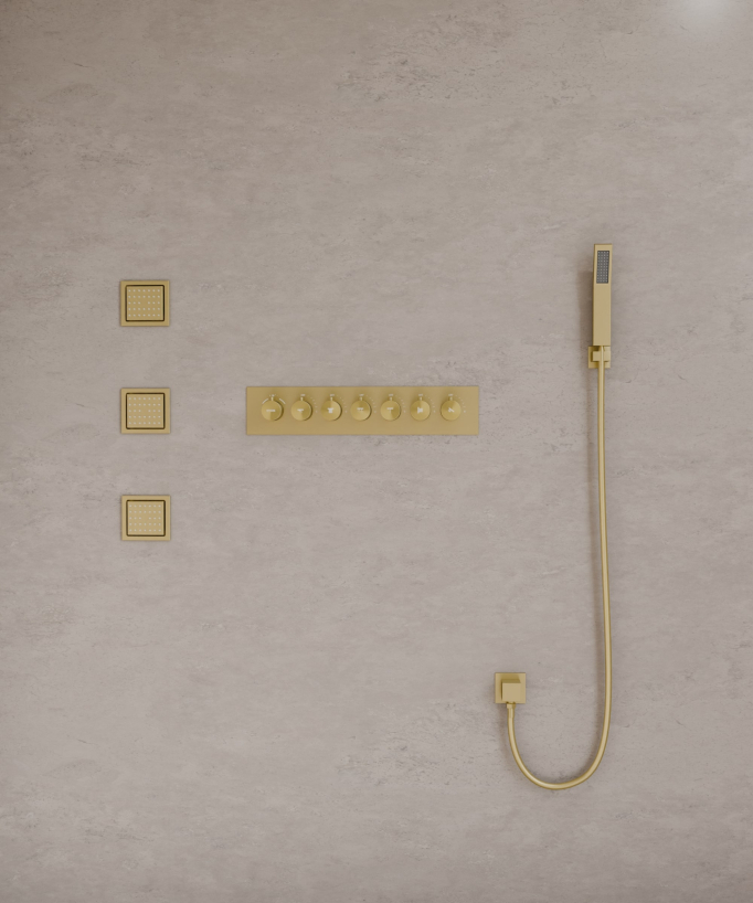 Modernes Thermostat-Duschsystem – LED-Regenhimmel 900x300 mm, 3 Körperdüsen