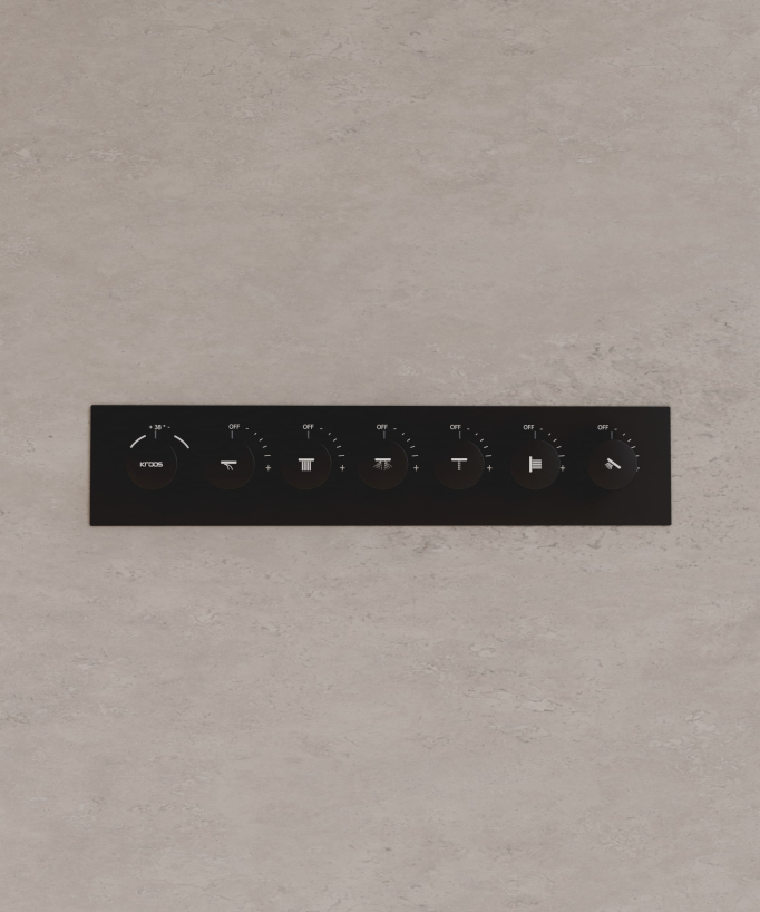 Moderne Thermostat-Duschsystem Schwarz – LED-Regenhimmel 900 x 300 mm, 3 Körperdüsen