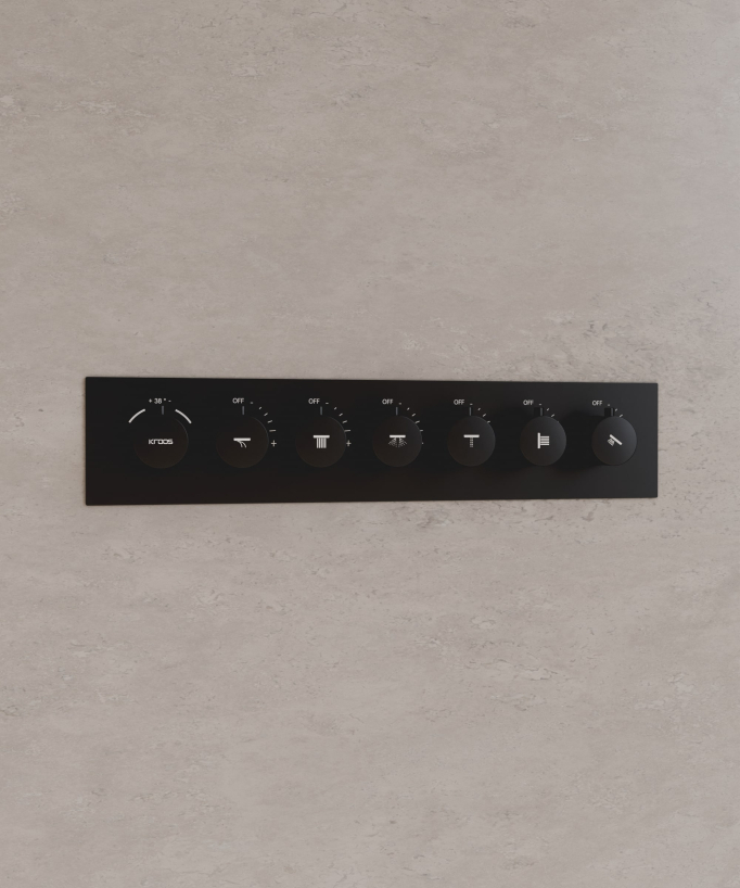 Moderne Thermostat-Duschsystem Schwarz – LED-Regenhimmel 900 x 300 mm, 3 Körperdüsen