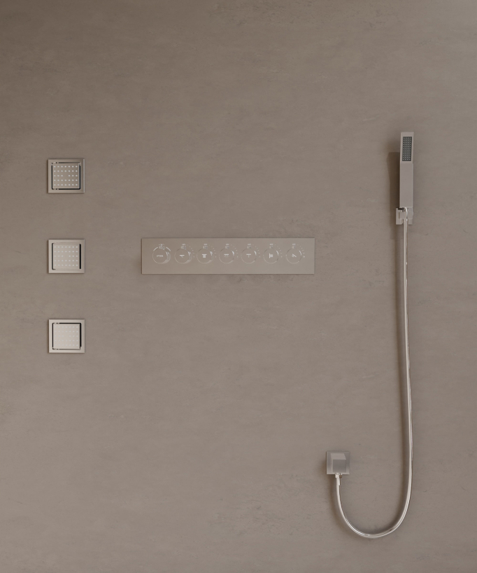 Moderne Thermostat-Duschsystem Chrom – LED Regendusche 900x300 mm, 3 Körperdüsen
