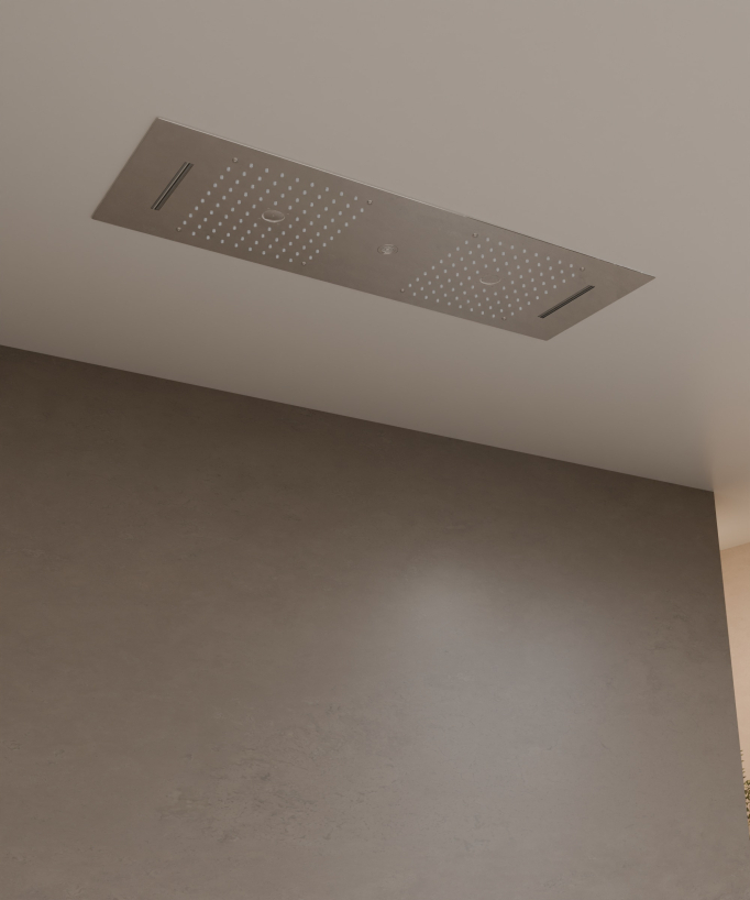 Moderne Thermostat-Duschsystem Chrom – LED Regendusche 900x300 mm, 3 Körperdüsen