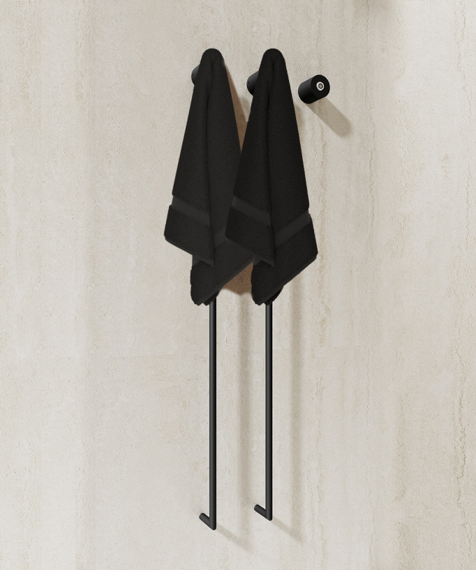Elektrischer Handtuchwärmer Schwarz mit zwei Heizstangen