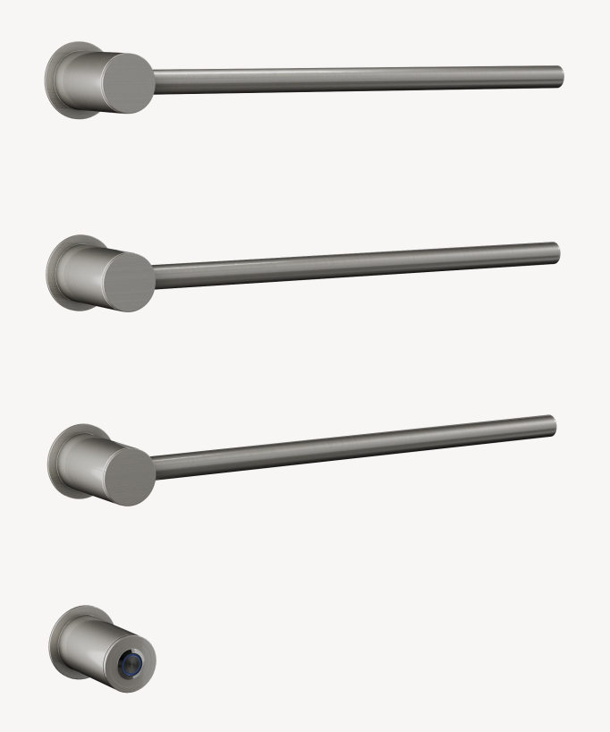 Elektrischer Handtuchwärmer Wandmontage 3 Heizstäbe - Gebürstetes Nickel
