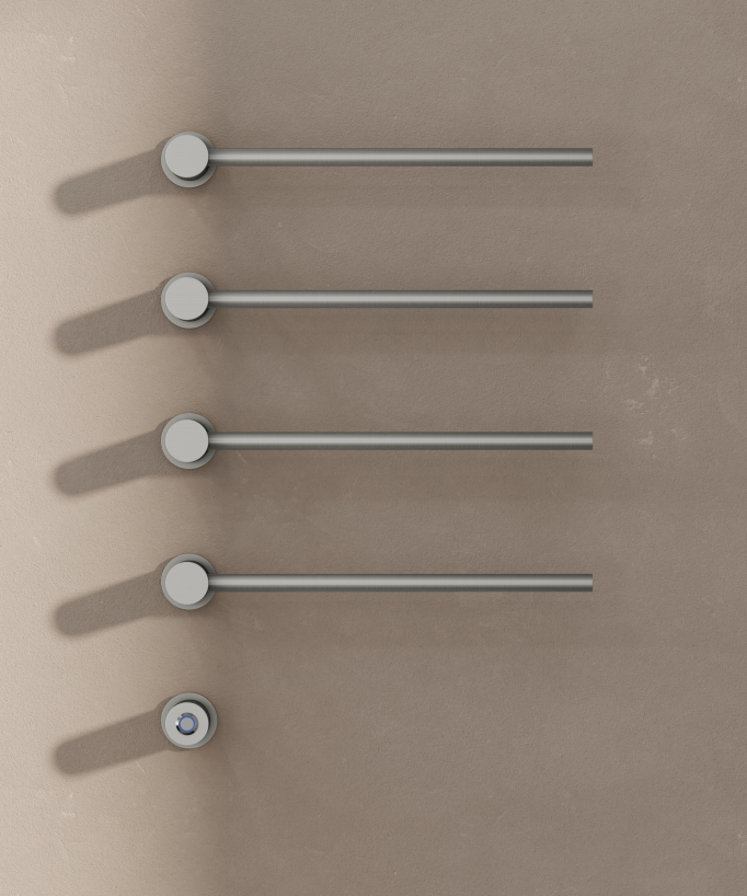 Elektrischer Handtuchwärmer modern 4 Streben - Gebürstetes Nickel