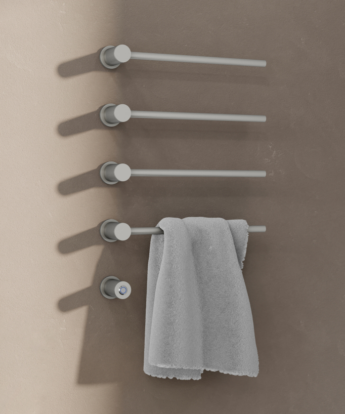 Elektrischer Handtuchwärmer modern 4 Streben - Gebürstetes Nickel