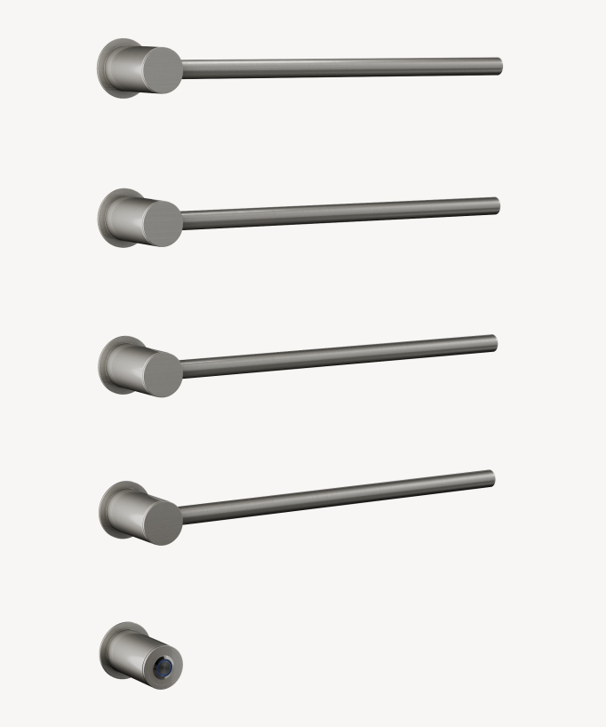 Elektrischer Handtuchwärmer modern 4 Streben - Gebürstetes Nickel