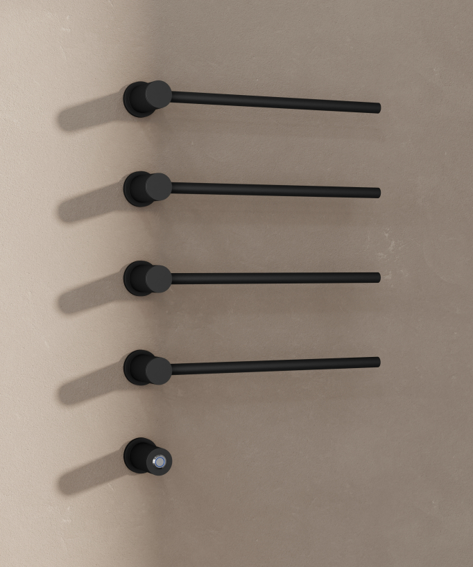 Elektrischer Handtuchwärmer modern, 4 Stangen – Schwarz