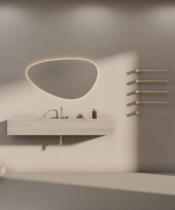 Elektrischer Design-Handtuchwärmer 4 Stangen – Gebürstetes Gold