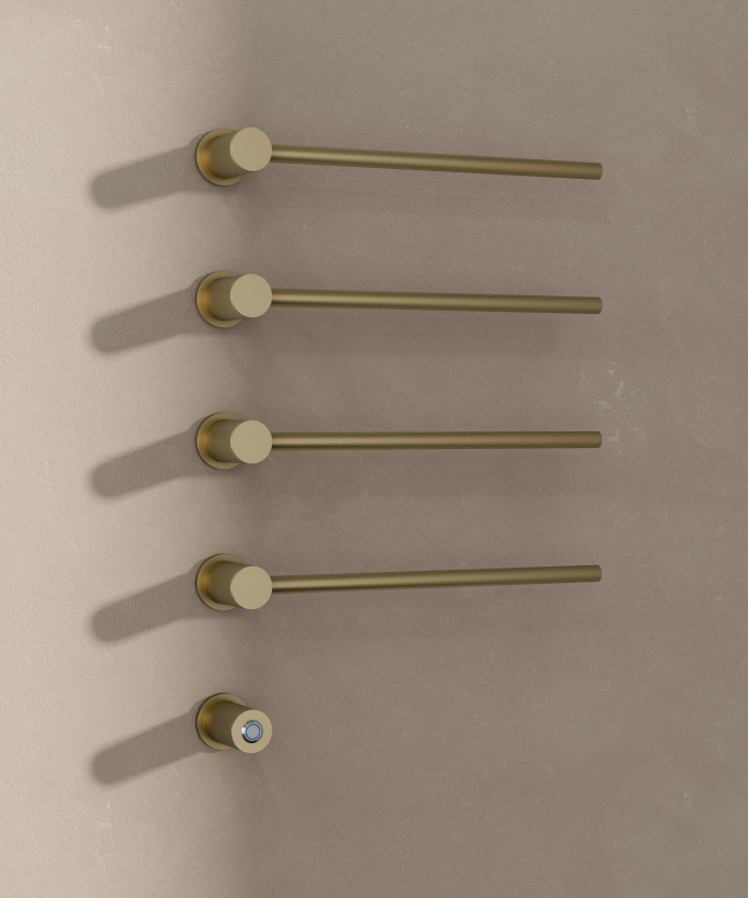 Elektrischer Design-Handtuchwärmer 4 Stangen – Gebürstetes Gold