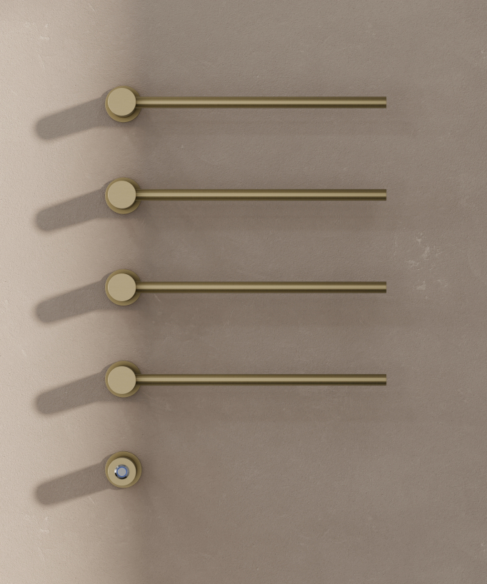Elektrischer Design-Handtuchwärmer 4 Stangen – Gebürstetes Gold