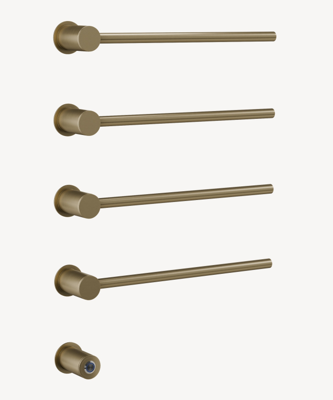 Elektrischer Design-Handtuchwärmer 4 Stangen – Gebürstetes Gold