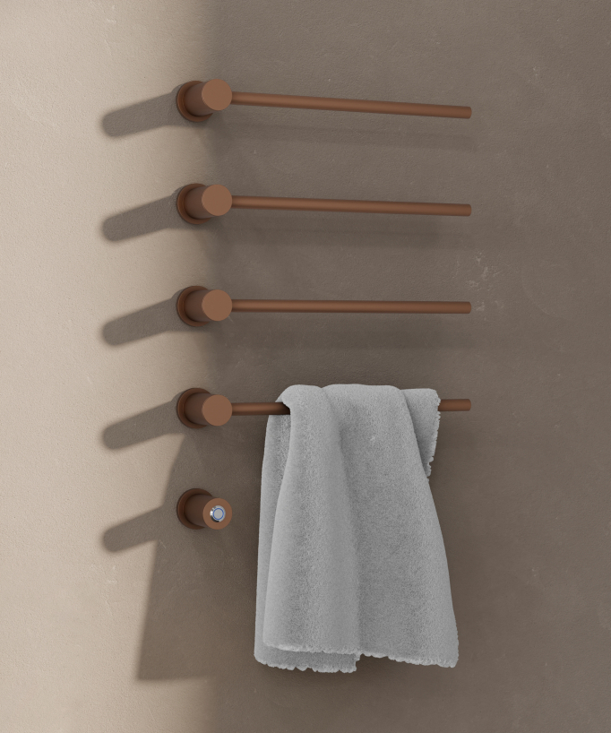 Elektrischer Handtuchwärmer modern 4 Streben – Gebürstetes Roségold