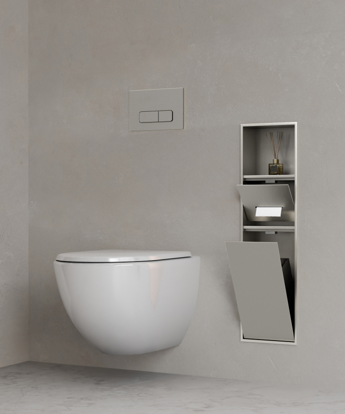 Unterputz-toilettennische mit fächern - Nickel gebürstet
