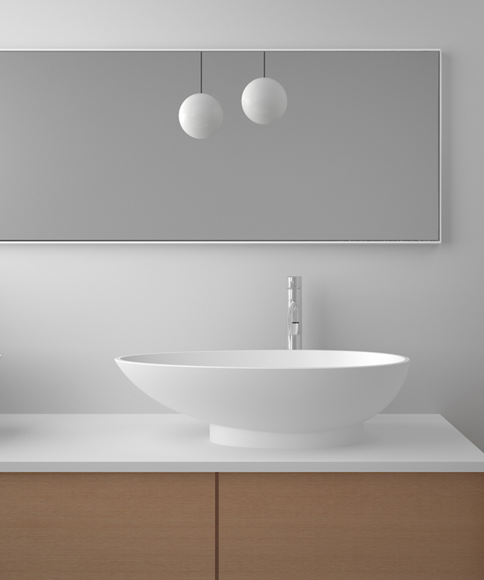 Kananga Aufsatzwaschbecken oval Solid Surface Mattweiß