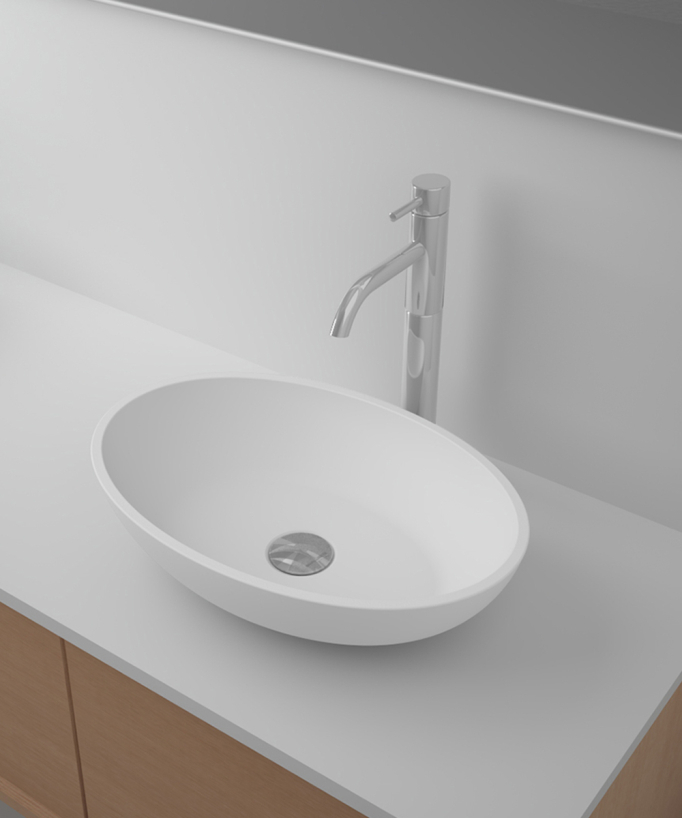 Aufsatzwaschschale oval Solid Surface Weiß matt - Tshikapa