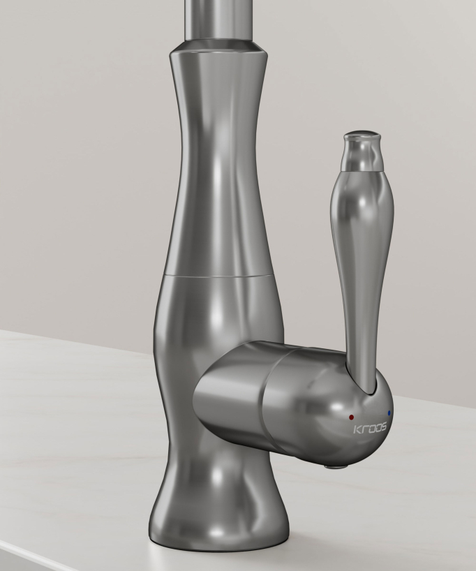 Moderne Küchenarmatur mit herausziehbarer Brause – Gebürstetes Nickel