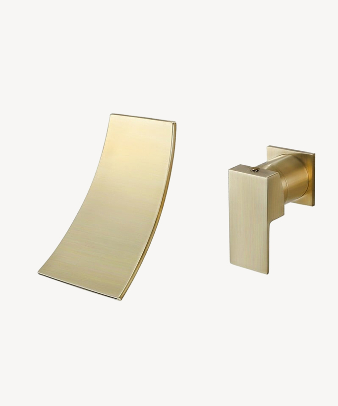 Wandarmatur Waschtisch Wasserfall gebürstetes Gold