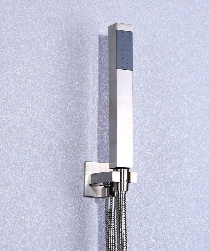 Unterputz-Duschsäule aus gebürstetem Edelstahl Nickel mit LED