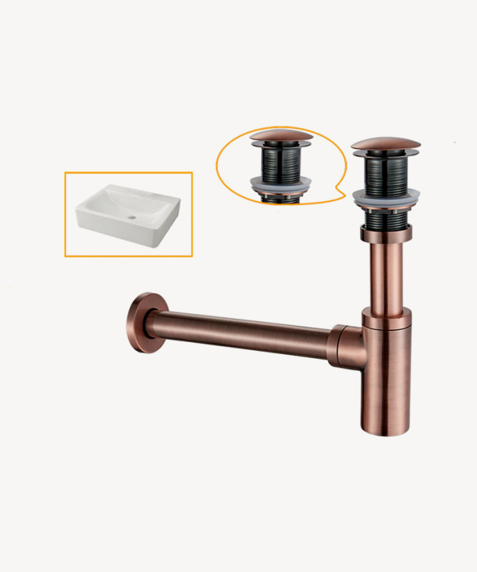 Waschtisch Siphon Flaschenform aus Messing