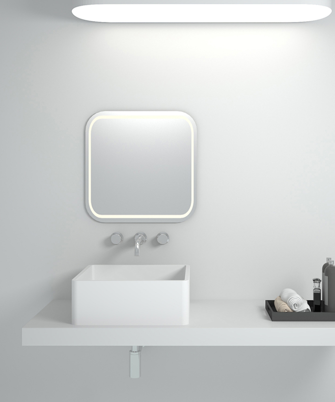 Aufsatzwaschtisch Quadrat Solid Surface Weiß Matt - Kouilou