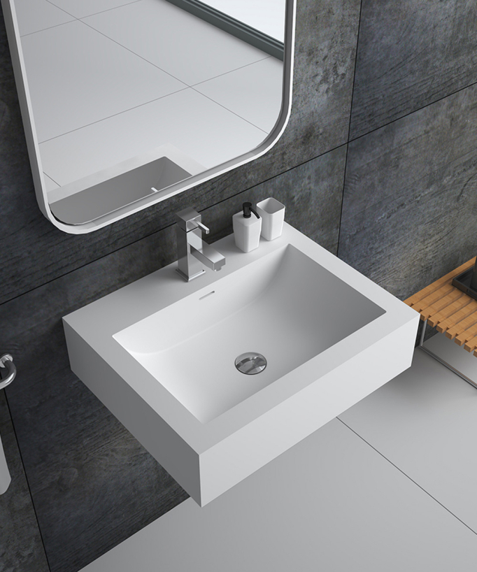 Hängendes Handwaschbecken Mineralwerkstoff Mattweiß – Kongo
