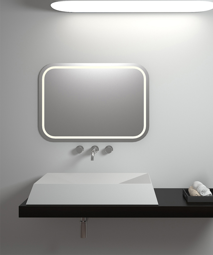 Rechteckiges Aufsatzwaschbecken Solid Surface Weiß matt – Madingou