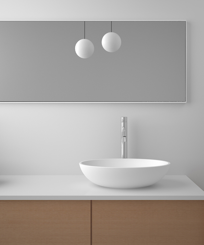 Aufsatzwaschschale oval Solid Surface Weiß matt - Tshikapa