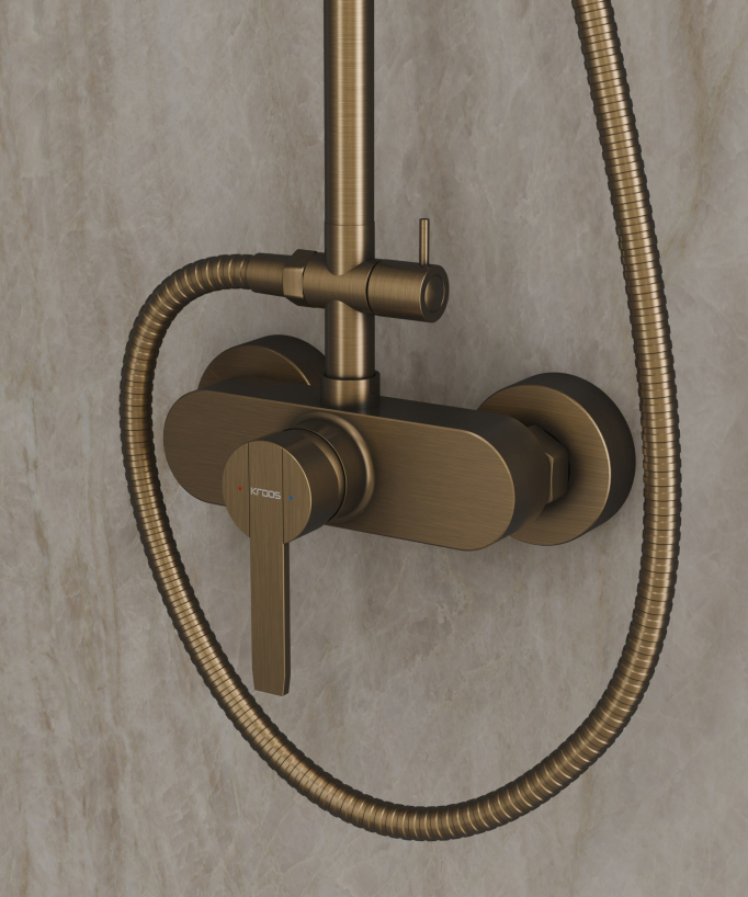Antike Duschsäule aus Messing mit 20 cm Regendusche – Rom