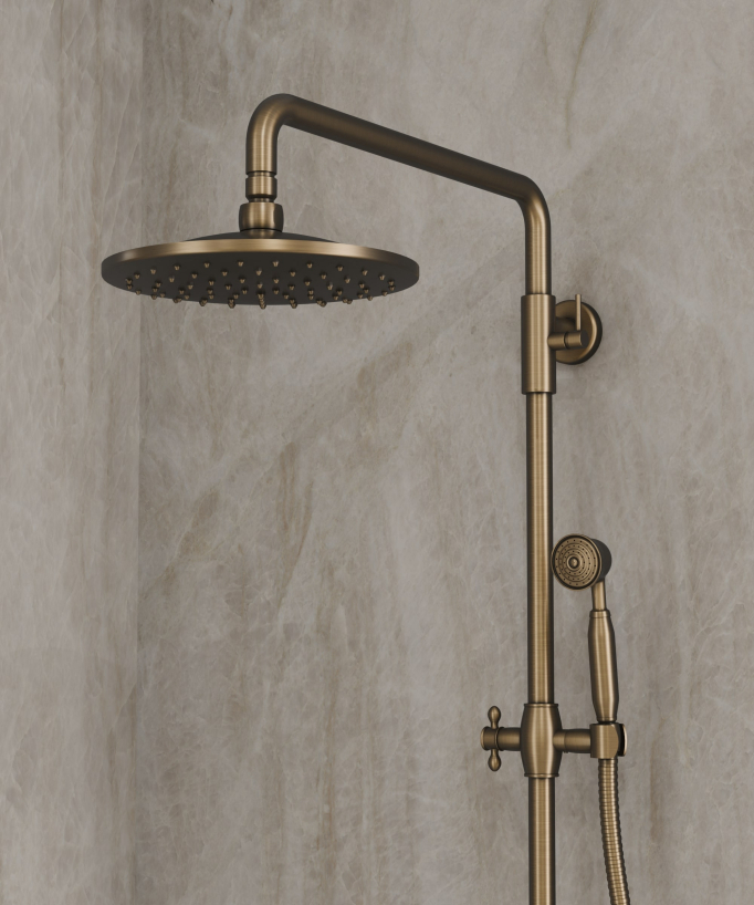 Antike Duschsäule aus Messing mit 20 cm Regendusche – Rom